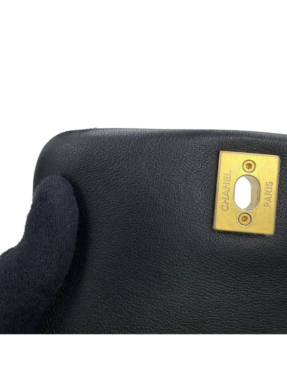 Chanel Backpack Quilted CC Logo Icon Chain Leather Black